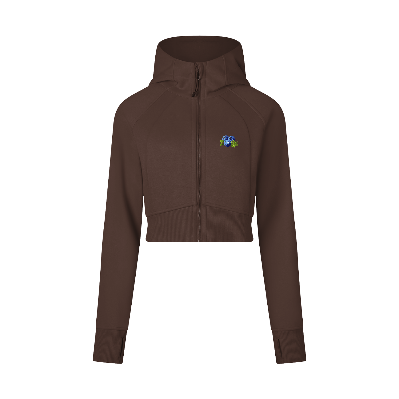 Blueberry Athletic Cropped Zip-Through Hoodie