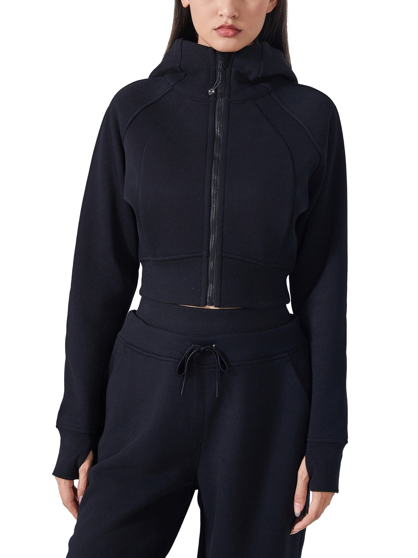 Blueberry Athletic Cropped Zip-Through Hoodie