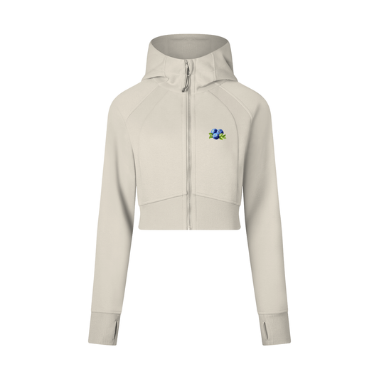 Blueberry Athletic Cropped Zip-Through Hoodie